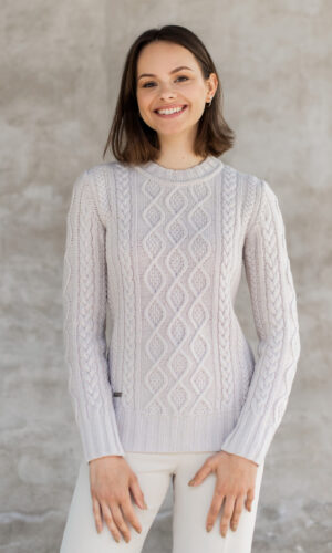 MITHIO Aran knit merinowool women´s sweater Marie Creme