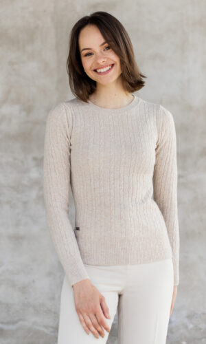 MITHIO Cableknit lambswool women´s sweater Ellie O Light Beige