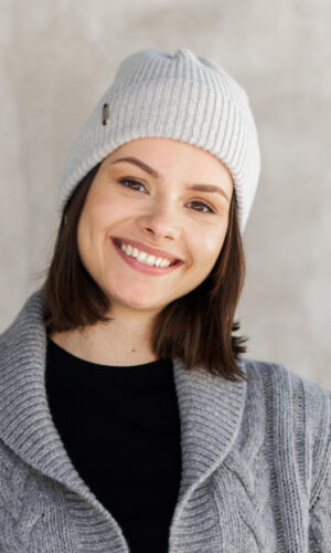 Pure lambswool beanie Siiri Light Grey